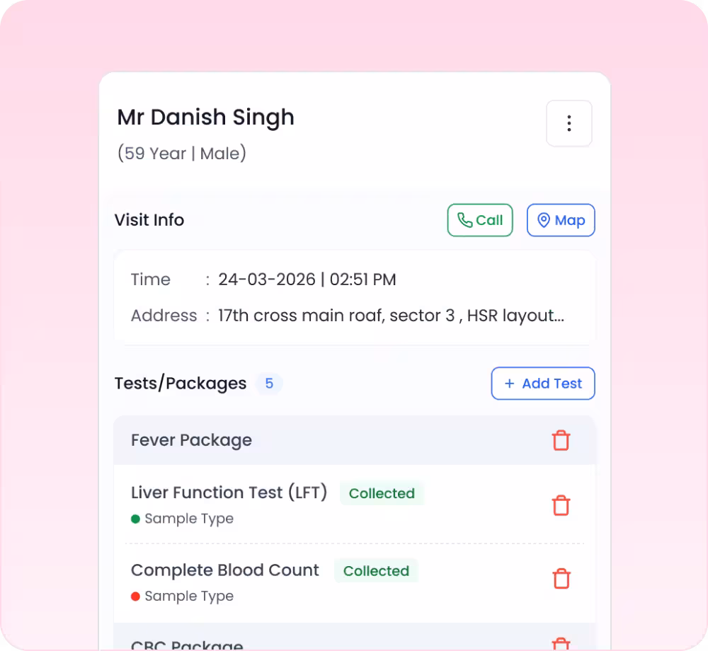 Sample Collection, Visits & Test Updates